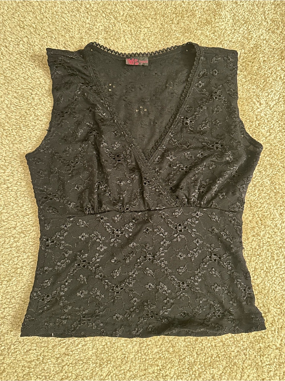 Black Lace V-Neck Sleeveless Top